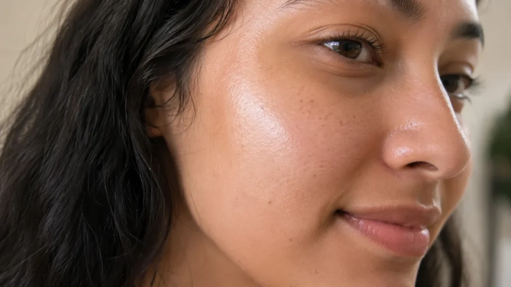 Close-up of smooth, hydrated skin highlighting improved texture and elasticity from collagen production.