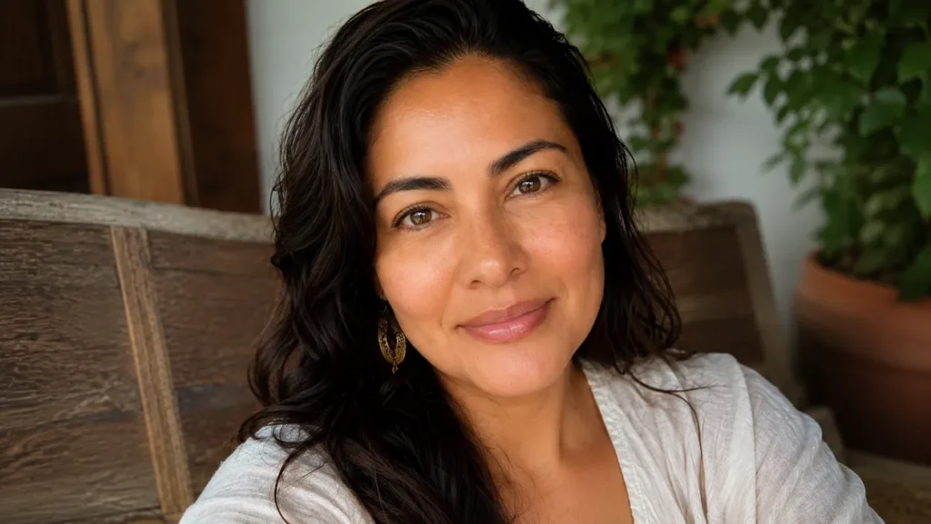 Woman with glowing, hydrated skin smiling, representing the natural results of a salmon DNA facial at Serenity Medica