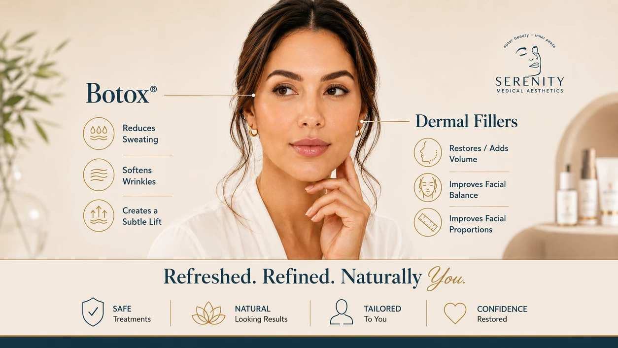 Botox vs. dermal fillers comparison showing wrinkle reduction and facial volume restoration