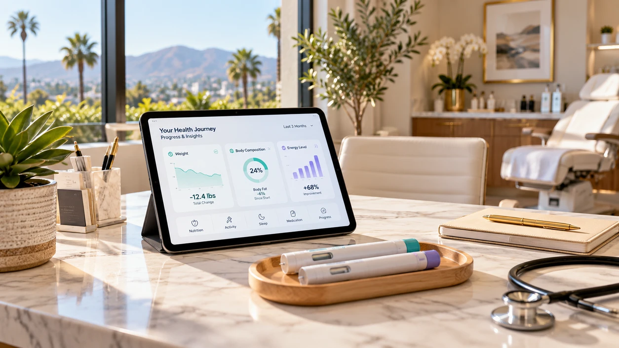 Tirzepatide vs Semaglutide for weight loss consultation and medication pens on a doctor desk